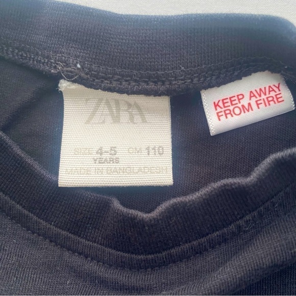 Zara “Calm Mood” Long Sleeve Crewneck Black Size 4-5 years Embroidered EUC - Picture 3 of 4